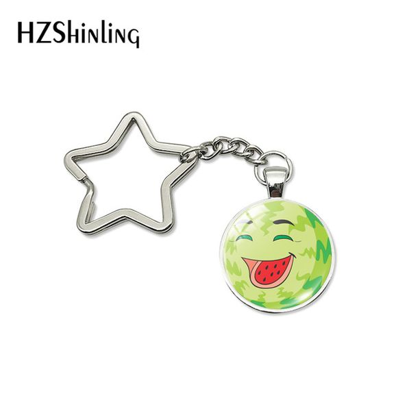 

new fashion pineapple lemon slice pattern star keychain glass dome lovely fresh fruits style jewelry key chain accessories, Silver