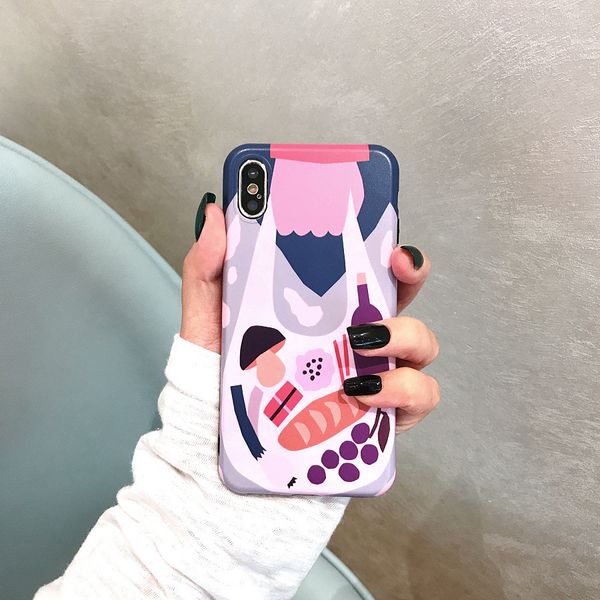 

original illustrations cell phone case side pattern covering for iphone xr high-grade tpu soft phone cases for iphone 6 7 8 plus xs