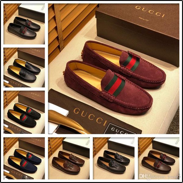 

21sf genuine кожа men casual shoes luxury бренды mens loafers мокасины дышащий скольжению на черном движущие обуви плюс размер 45 yeye5, Black