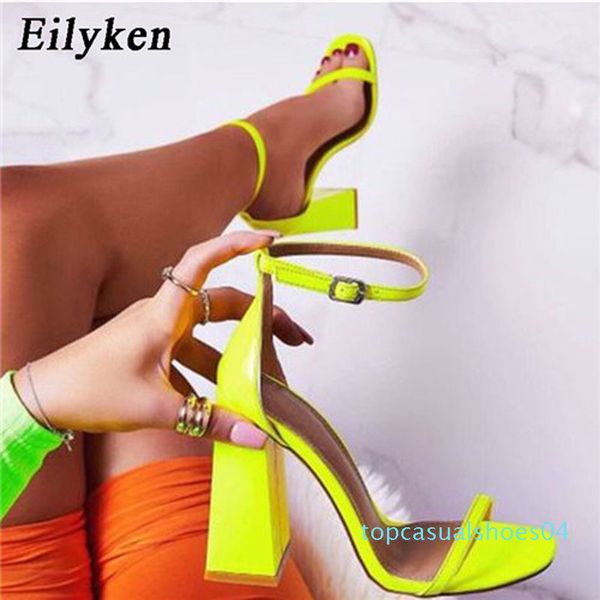 

eilyken new high heels women sandals ankle strap 2020 summer shoes square heel open-toed buckle strap sandals pumps shoes t04, Black