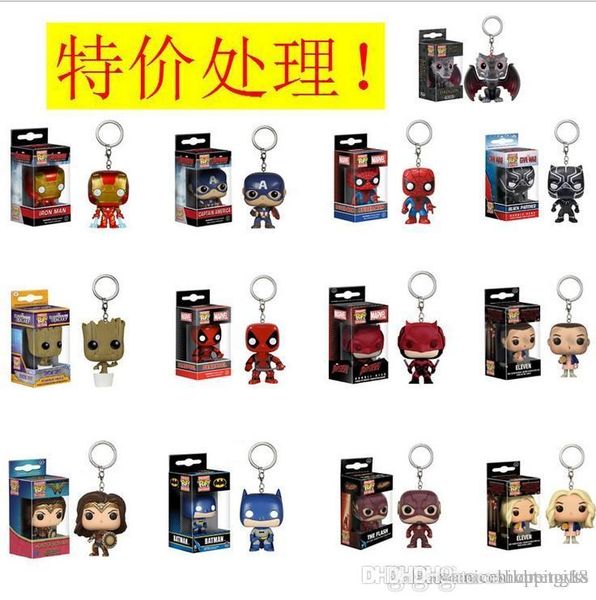 

wholesale funko pocket pop keychain baby groot, batman, deadpool vinyl figure keyring wholesales gift