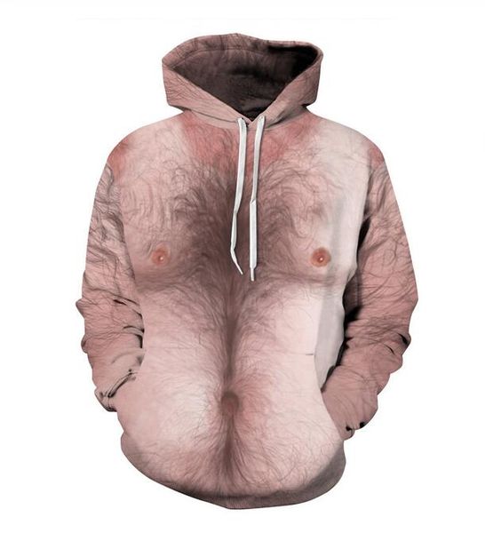 

new fashion cool sweatshirt hoodies 3d print mens womens casual muscle hairy style streetwear clothes xlm099, Black