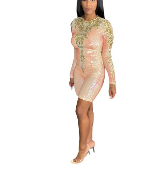 

style style party sequined long sleeve jumpsuit, Black;white