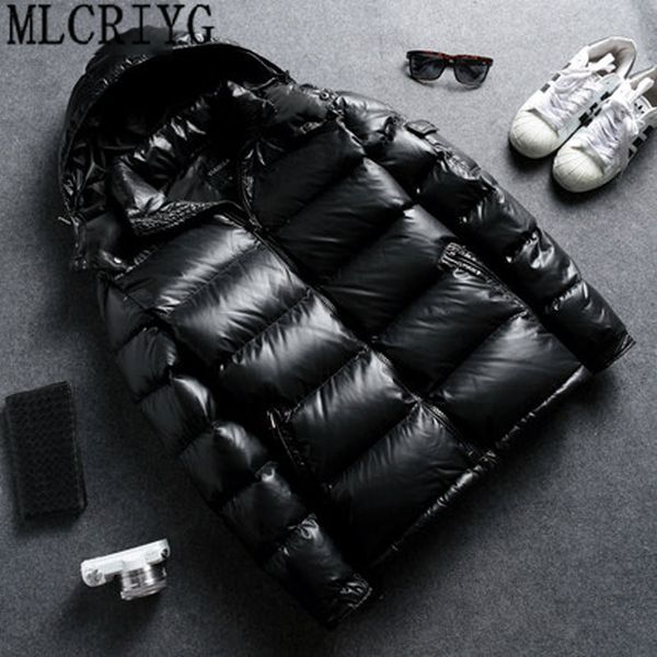 

men's 90% white duck down jacket hooded winter jacket for men thick short puffer coat man windproof parka casaco masculino, Black