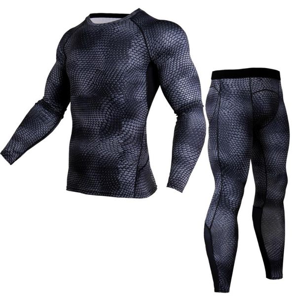 

men t shirts trousers set 2 piece men's sportswear compression suit joggers fitness base layer shirt leggings rashguard clothes, White;black
