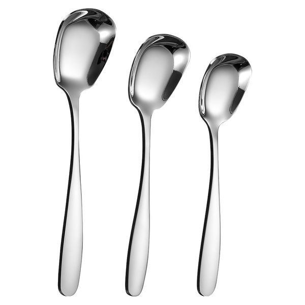 

liesbo square shape flat spoon stainless steel big scoop soup rice honey stiring spoons polishing cutlery kitchen accessories