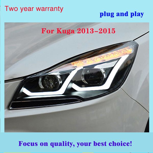 

car styling for kuga headlights 2013-2015 escape led headlight lens double beam h7 hid xenon bi xenon lens