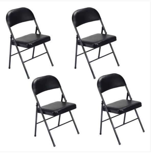 

wholesales 4pcs elegant foldable iron & pvc chairs for convention & exhibition black