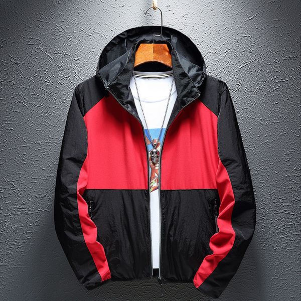 

hooded windcheater casual trend jacket men's double-sided wear sports trench coat coat, Black;brown