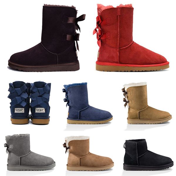 

fashion brown australian boots women ladies winter snow gg boot luxury designer fur ankle knee platform kid girl size 36-41, White;red