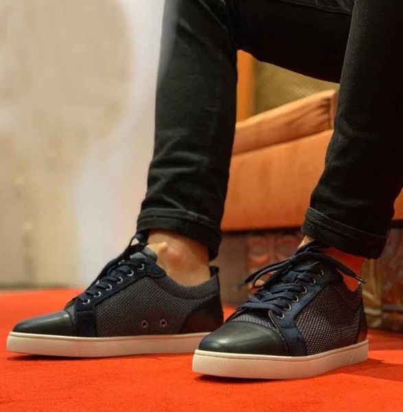 

originals red bottom sneakers shoes for men women designer mesh leather casual fashion luxury party wedding trainer eu35-47, Black