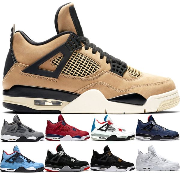 

air jordan retro 4 basketball shoes 4s men women mushroom loyal blue fiba pure money athletic trainer sports sneakers size 40-47, White;red