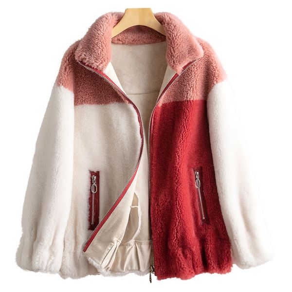 

осень пальто зимы женщин одежда 2020 корейский vintage real шуба 100% шерсть куртка sheep shearling топы замши подкладка zt3898, Black