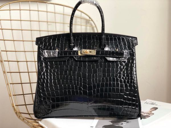 

designer luxury purse handbags alligator crocodile pattern 25cm 30cm 35cm genuine leather women hams purse fashion totes bag