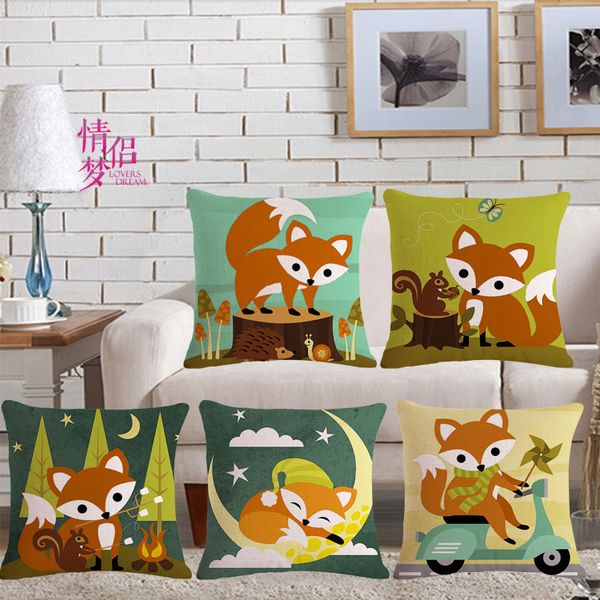 

cartoon moon fox cotton flax pillow back cushion loose coat