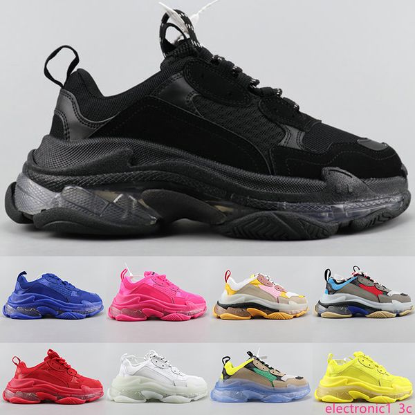 

оригинальный тройной s повседневная обувь clear bubble midsole тройной черный белый красный зеленый мужчины женщин платформы спортивные крос, Black;green
