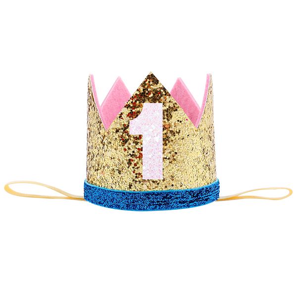 

baby boy girl first 1st birthday party one three eighteen years old crown pattern children hair band headband prince hat 6c1073