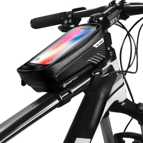 

bicycle front tube phone bag,,hard shell process,waterproof touch screen bike handlebar front phone bag for cellphone below 6.0 inch