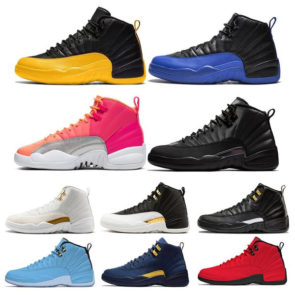 

classic 12 12s mens basketball shoes game royal gym red punch university gold men sport sneakers us 7-13