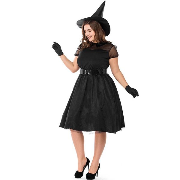 

women halloween witch costume wizard of oz wicked magic black pointed hat set cosplay party gothic dress for ladies m-xxxl, Black;red