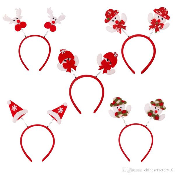 

kids christmas headband with snowman elk hat santa claus girls party costume performance hair band cartoon xmas hairband, Slivery;white