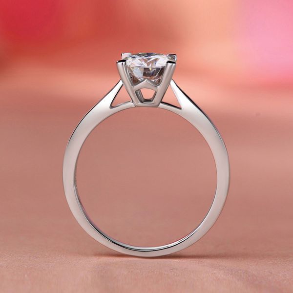 

1 18k white gold moissanite diamond ring round classic women wedding party engagement anniversary ring 1 ct vvs d color, Golden;silver