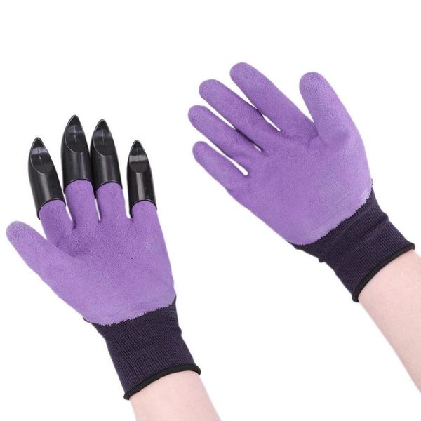 

1 pair garden gloves 4 left hand claw fingertip abs gloves for digging