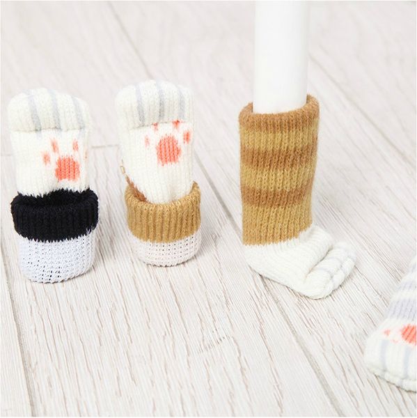 20PCS (5 set) Calzini per sedie Cuscinetti per gambe da tavolo fantasia con simpatico design a zampe di gatto, mobili affidabili e protezione per pavimenti, 4 modelli diversi