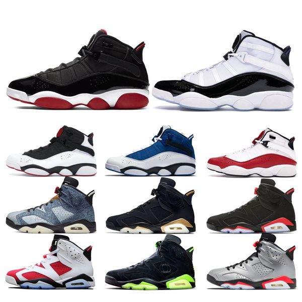 

rings 6 bred 6s washed denim men basketball shoes black infrared bred dmp psg 3m reflective mens sports sneakers size 7-13
