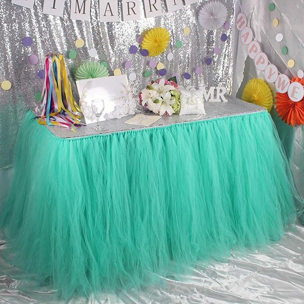 

saideng 80 * 91.5cm table skirt cover for wedding birthday party home decoration -30