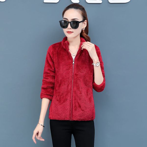 

2019 new winter autumn women soft cashmere jacket fashion casual warm snow women short jacket fur clothing teddy coat, Black;brown