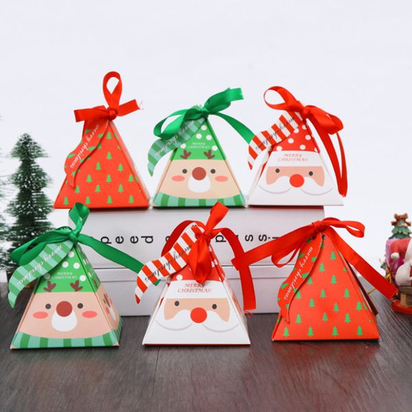 

merry christmas candy box bag christmas tree gift box 10 pcs/set paper candy gift bag container supplies navidad dropshiping