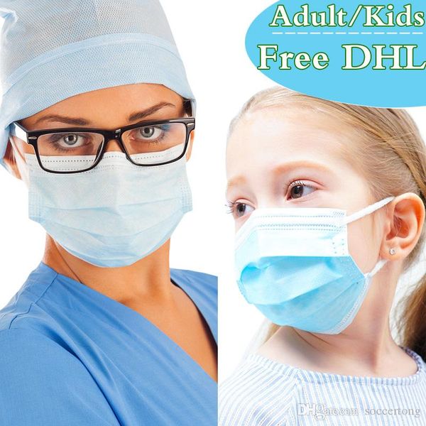 

dhl ce fda 200 pcs disposable face medical masks thick 3-layer masks with earloops for salon home use comfortable dust-pro