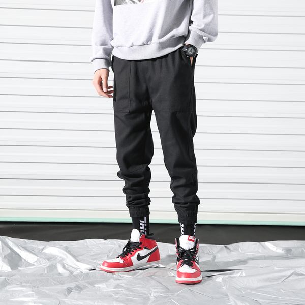 

fashion new casual harem pants men's large size loose ankle length overalls men's slim 100% cotton pants size m-5xl, Black