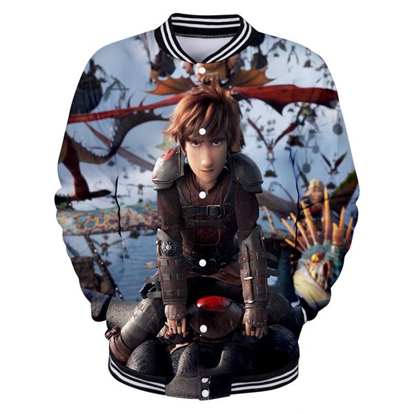 

how to train your dragon 3d baseball uniform 2019 new men/women spring casual harajuku baseball jackets clothes 4xl, Black