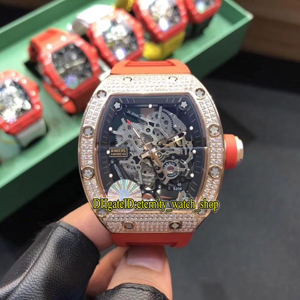 

r limit версия rm 035 america5 розовое золото бриллианты корпус скелет циферблат япония nh автоматический rm035 мужские часы резинка спортив, Slivery;brown