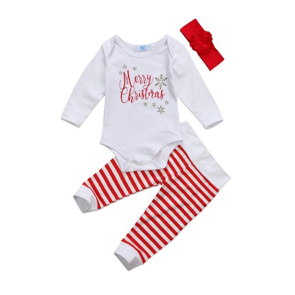 

clothing sets 3pcs born baby christmas t-shirt romper long pants outfits clothes se0-24m, White