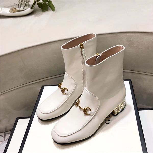 

luxury design women's shoes rhinestone heel boots round toe knight martin boots women's boots size 35-40, Black