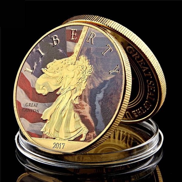 

souvenir coin 2017 usa great canyon washington statue of liberty plated plated 1oz collection coin w/capsule