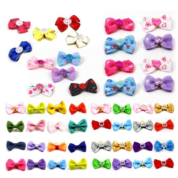 

50 pcs christmas colorful decor dog cute bow ties hair clip puppy headdress pet