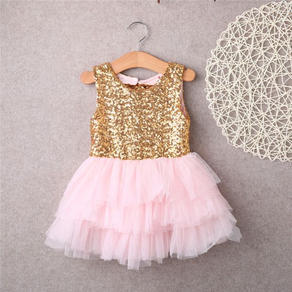 

cutely kids baby girl sequins tutu dress sleeveless christmas party dresses wedding gown dress summer clothes, Red;yellow