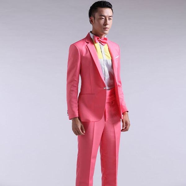 

men's suits & blazers suit men 2021 long-sleeved dress hosted theatrical tuxedos for wedding prom red yellow blue and green m  xl, White;black