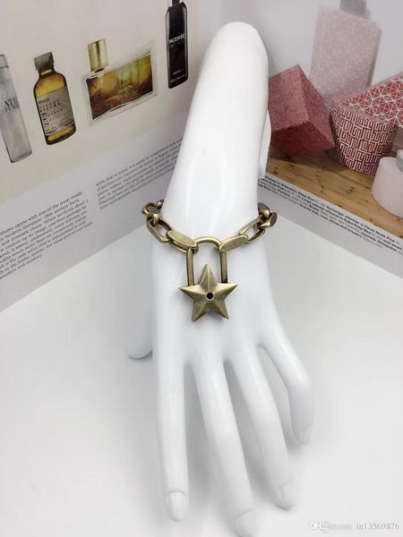 

2019 women female ladiespersonality exaggerated copper stars hollow out bracelets unique design bangles wristband with box ing, Black