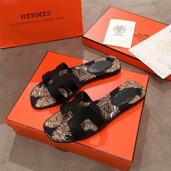 

spring and summer latest slippers, branches and leaves printing pattern women shoes, leather leisure flat slippers, Black