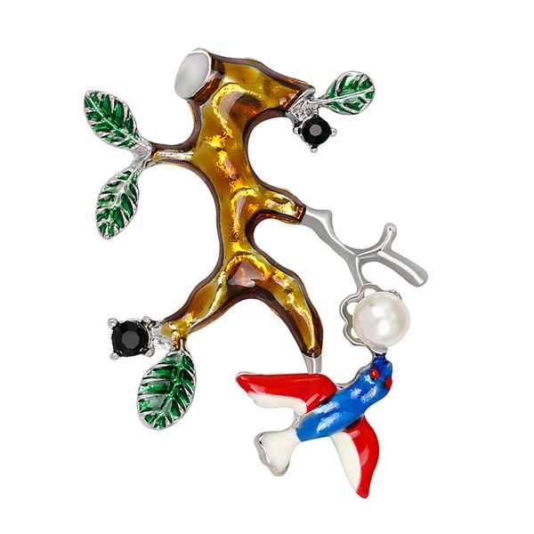 

прекрасный сплав жемчужные птица брошь с эмалью листья для женщин аксессуар, Gray