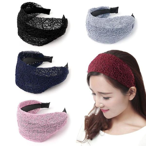 

новая мода женщины hairband wide side lace весна лето головной убор soft non-slip зубов оголовье для взрослых аксессуары для волос оптовая
