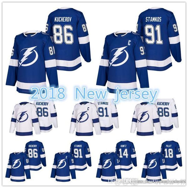 

2017-18 New Tampa Bay Lightning Hockey Jerseys Men's #91 Steven Stamkos 86 Nikita Kucherov stitched Jersey Cheap sales Free Shipping