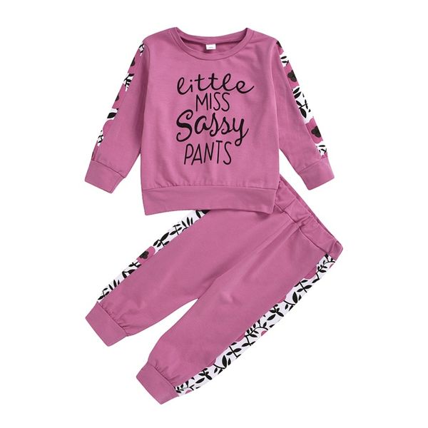 

baby girl одежда kid длинные рукава хлопок письмо t-shirt + свободные брюки outifts casual детская одежда новая, White