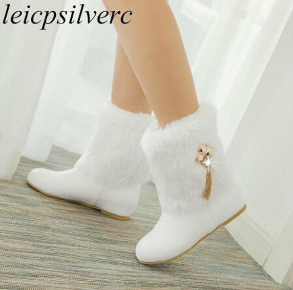 

women boots autumn winter warm fur 2020 new fashion pu mid-calf motorcycle snow boots black pink white high-heeled