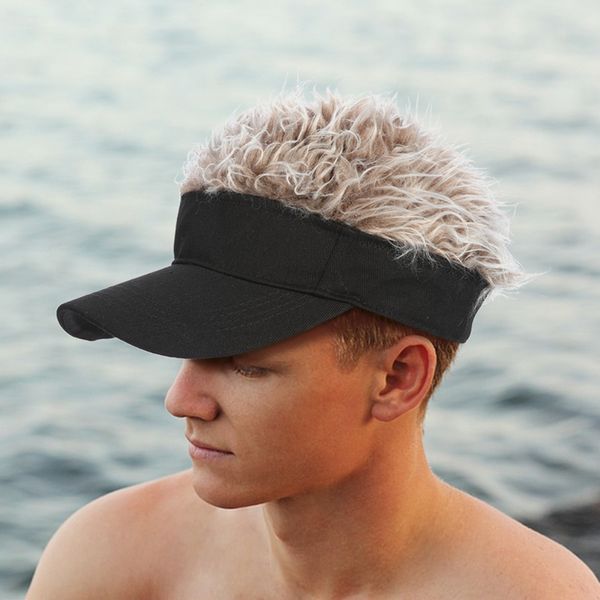 

new hat funny wig cap fake hair visor casual golf caps outdoor wig baseball cap parent-child street trend outdoor, Black
